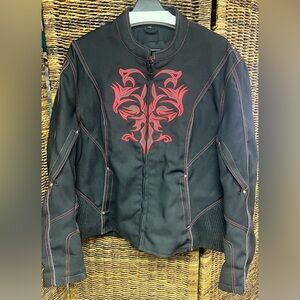 Nexgen-Women's Black Jacket w/Red Tribal Embroidery- Outer coat only.Inside wear